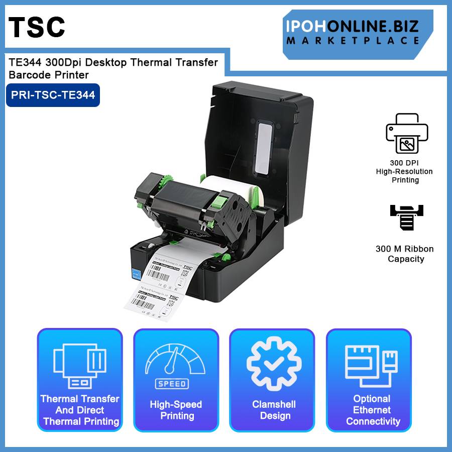 TSC | TE344 | 300Dpi | Desktop | Thermal Transfer Barcode Printer